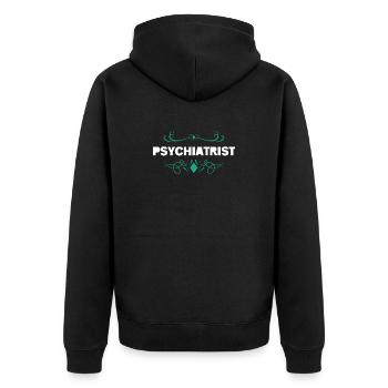 Psychiatrist Flourish Typography - Unisex Premium Bio Zip Hoodie - Schwarz - Hinten - Nico (187cm)