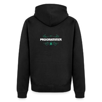 Programmierer Ornament Schrift - Unisex Premium Bio Zip Hoodie - Schwarz - Hinten - Nico (187cm)