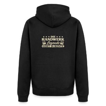 Handwerk Abschied Handwerker in Rente - Unisex Premium Bio Zip Hoodie - Schwarz - Hinten - Nico (187cm)