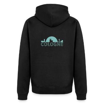 Cologne Skyline mint - Unisex Premium Bio Zip Hoodie - Schwarz - Hinten - Nico (187cm)