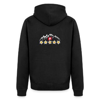 Schweiz, Berge, Gletscher, Urlaub - Unisex Premium Bio Zip Hoodie - Schwarz - Hinten - Nico (187cm)