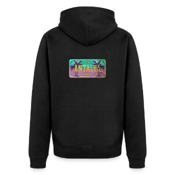 Antalya Turkey Beach Vintage Sign - Unisex Premium Organic Zip Hoodie - black - Back - Nico (187cm)