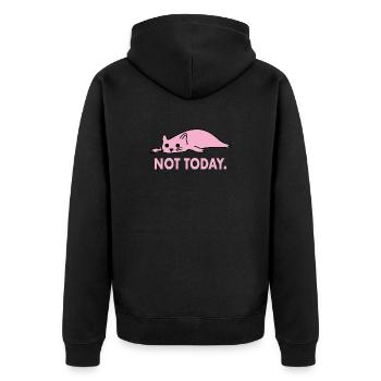 Not Today Cat Lazy Funny Work - Unisex Premium Organic Zip Hoodie - black - Back - Nico (187cm)