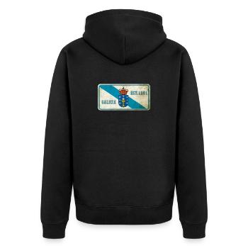 galicia vintage sign - Unisex Premium Organic Zip Hoodie - black - Back - Nico (187cm)