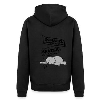 Schatzi kannst du mir helfen Elefant Help me - Unisex Premium Bio Zip Hoodie - Schwarz - Hinten - Nico (187cm)