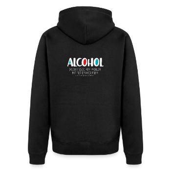 Alcohol (dark) - Unisex Premium Organic Zip Hoodie - black - Back - Nico (187cm)