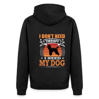 Pudel Mein Hund Retro Vintage Hunderasse - Unisex Premium Bio Zip Hoodie - Schwarz - Hinten - Nico (187cm)
