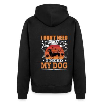Dackel Mein Hund Retro Vintage Hunderasse - Unisex Premium Bio Zip Hoodie - Schwarz - Hinten - Nico (187cm)