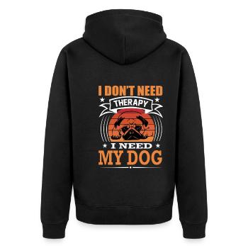 Mops Mein Hund Retro Vintage Hunderasse - Unisex Premium Bio Zip Hoodie - Schwarz - Hinten - Nico (187cm)