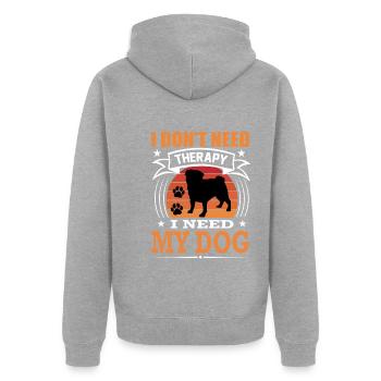 Mops Mein Hund Retro Vintage Hunderasse - Unisex Premium Bio Zip Hoodie - Grau meliert - Hinten - Nico (187cm)