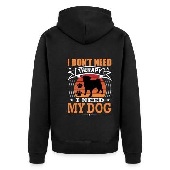 Mops Mein Hund Retro Vintage Hunderasse - Unisex Premium Bio Zip Hoodie - Schwarz - Hinten - Nico (187cm)
