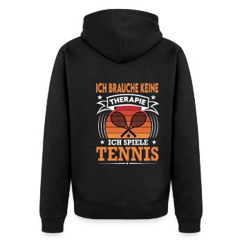 Tennis Spielen Sport Verein Doppel Retro Vintage - Unisex Premium Bio Zip Hoodie - Schwarz - Hinten - Nico (187cm)