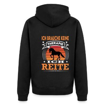 Reiten Reitsport Pferde Reiter Reiterin Retro - Unisex Premium Bio Zip Hoodie - Schwarz - Hinten - Nico (187cm)