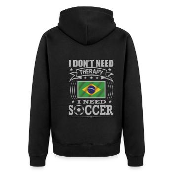 Brazil Soccer Football 2022 WM - Veste à capuche bio Premium Unisexe - noir - Dos - Nico (187cm)