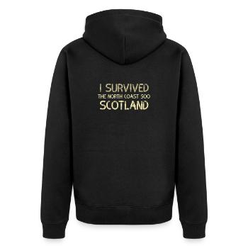 i survived nc500 - Unisex Premium Organic Zip Hoodie - black - Back - Nico (187cm)