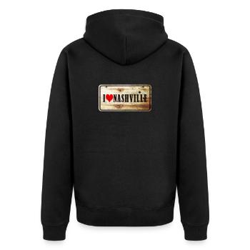 Ich liebe Nashville Vintage Schild - Unisex Premium Bio Zip Hoodie - Schwarz - Hinten - Nico (187cm)