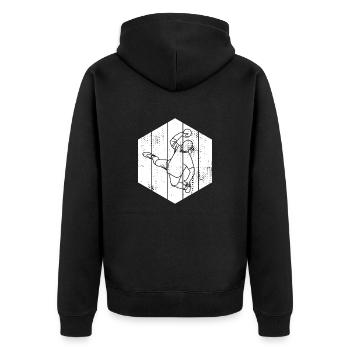 Handballspieler Skizze - Unisex Premium Bio Zip Hoodie - Schwarz - Hinten - Nico (187cm)