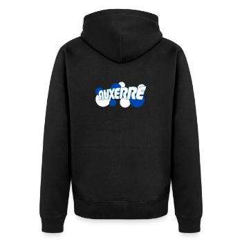 Auxerre Retro Typo Bleu - Veste à capuche bio Premium Unisexe - noir - Dos - Nico (187cm)