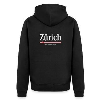 Zurich, Suisse - Veste à capuche bio Premium Unisexe - noir - Dos - Nico (187cm)