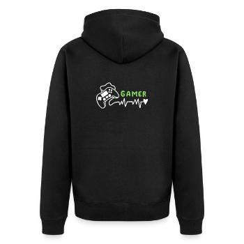 Gamer Gaming - Unisex Premium Bio Zip Hoodie - Schwarz - Hinten - Nico (187cm)