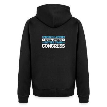Un marathonien court mieux que le Congrès - Veste à capuche bio Premium Unisexe - noir - Dos - Nico (187cm)