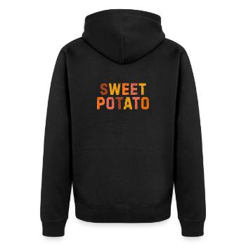 Sweet Potato Grouchy - Unisex Premium Organic Zip Hoodie - black - Back - Nico (187cm)