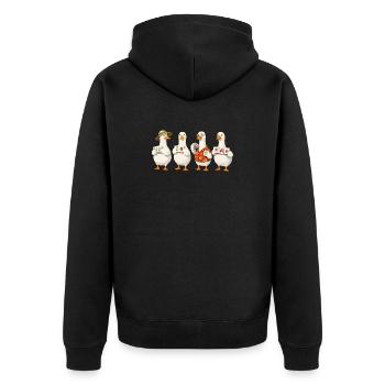 Mahjong goose - Unisex Premium Bio Zip Hoodie - Schwarz - Hinten - Nico (187cm)