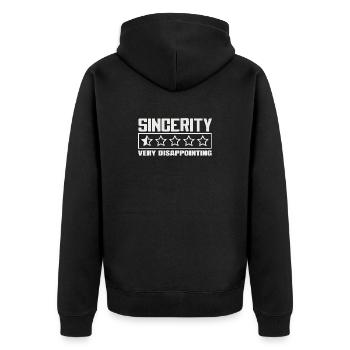 Sincerity 1 Star Review Sarcasm Design - Unisex Premium Organic Zip Hoodie - black - Back - Nico (187cm)