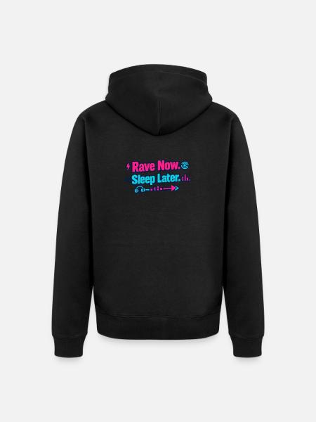 Rave Now, Sleep Later Neon Arrow - Unisex Premium Organic Zip Hoodie - black