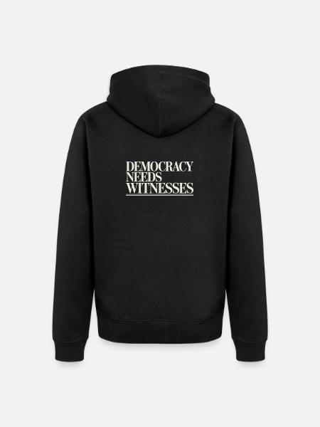 Democracy Needs Witnesses Press Freedom - Unisex Premium Organic Zip Hoodie - black