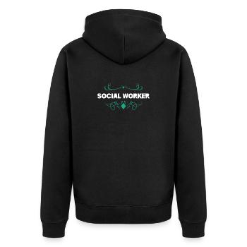 Conception d’ornements pour travailleurs sociaux - Veste à capuche bio Premium Unisexe - noir - Dos - Nico (187cm)