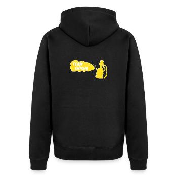 Team Shisha , Rauchwolke, Hookah, Shisha loung - Unisex Premium Bio Zip Hoodie - Schwarz - Hinten - Nico (187cm)