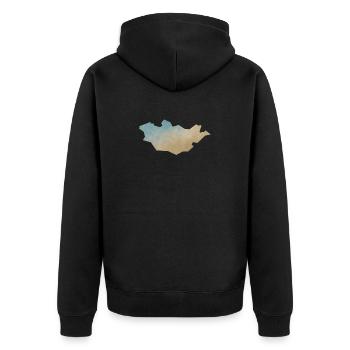 Mongolia - Unisex Premium Organic Zip Hoodie - black - Back - Nico (187cm)