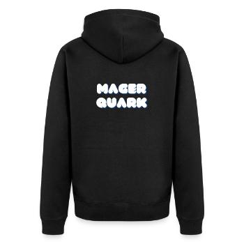 Magerquark Protein Bodybuilding Gym Lifestyle - Unisex Premium Bio Zip Hoodie - Schwarz - Hinten - Nico (187cm)