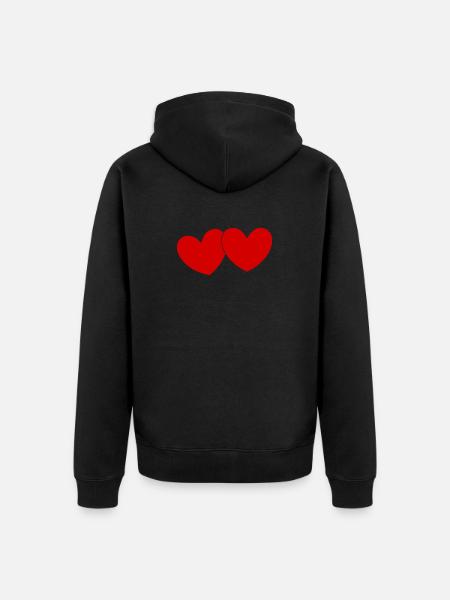 Coeur Cadeau Saint-Valentin Saint-Valentin - Veste à capuche bio Premium Unisexe - noir