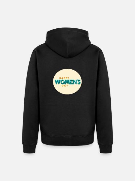 Happy Woman's Day - Unisex Premium Organic Zip Hoodie - black