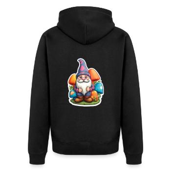 Dwarf surrounded by mushrooms - Unisex Premium Organic Zip Hoodie - black - Back - Nico (187cm)