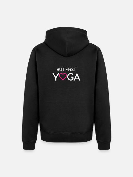 But First Yoga - Unisex Premium Organic Zip Hoodie - black
