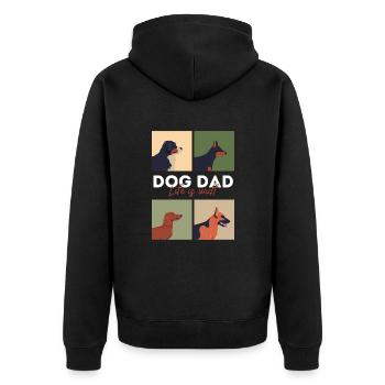dog dad life is wuff - Unisex Premium Bio Zip Hoodie - Schwarz - Hinten - Nico (187cm)