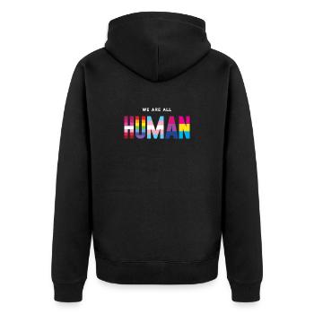 Mois de la fierté LGBT - Nous sommes tous humains - Veste à capuche bio Premium Unisexe - noir - Dos - Nico (187cm)