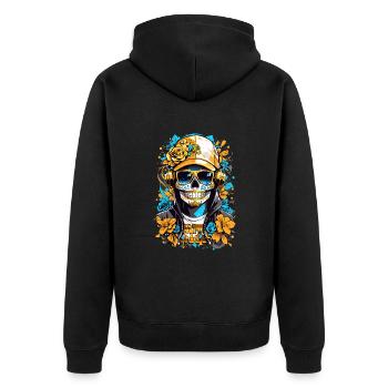 Crâne de sucre doré - Veste à capuche bio Premium Unisexe - noir - Dos - Nico (187cm)