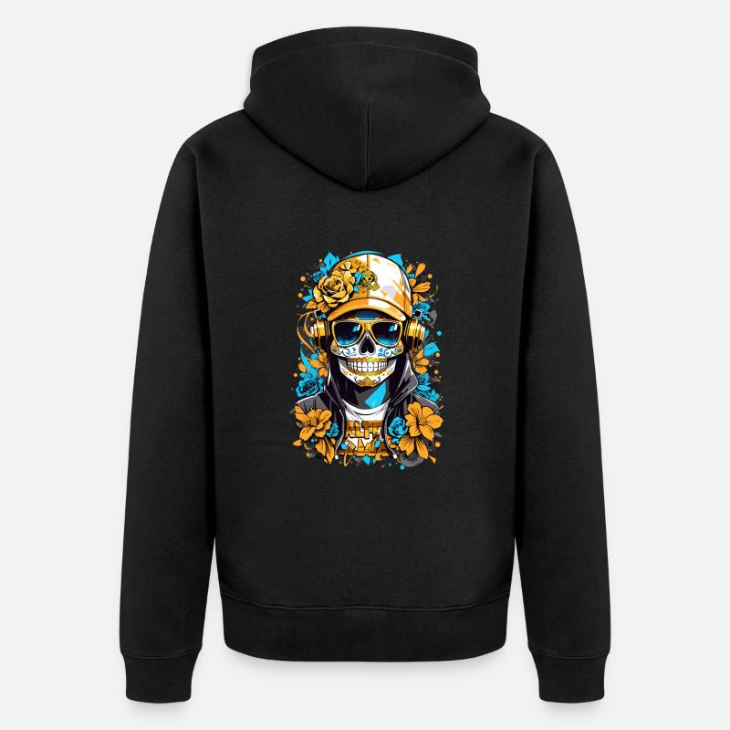 Crâne de sucre doré - Veste à capuche bio Premium Unisexe - noir