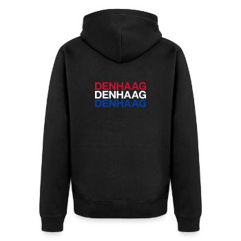 DEN HAAG Netherlands Niederlande Flagge - Unisex Premium Bio Zip Hoodie - Schwarz - Hinten - Nico (187cm)