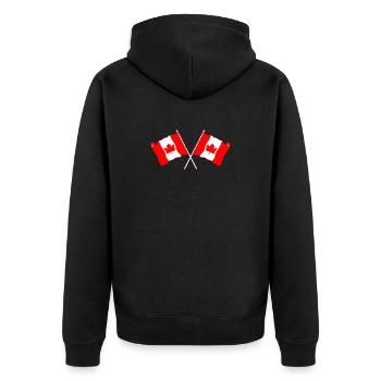 Deux drapeaux du Canada croisés avec une feuille d’érable - Veste à capuche bio Premium Unisexe - noir - Dos - Nico (187cm)