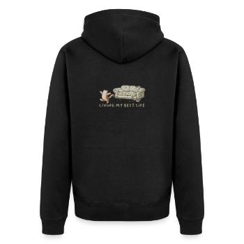 chat griffe le canapé vie sa meilleure vie - Veste à capuche bio Premium Unisexe - noir - Dos - Nico (187cm)