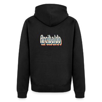 Vintage Retro Arcibaldo T-Shirt Geschenk T-Shirt - Unisex Premium Bio Zip Hoodie - Schwarz - Hinten - Nico (187cm)