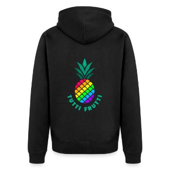 Pride / LGBTQ / Ananas / Tutti Frutti - Unisex Premium Bio Zip Hoodie - Schwarz - Hinten - Nico (187cm)