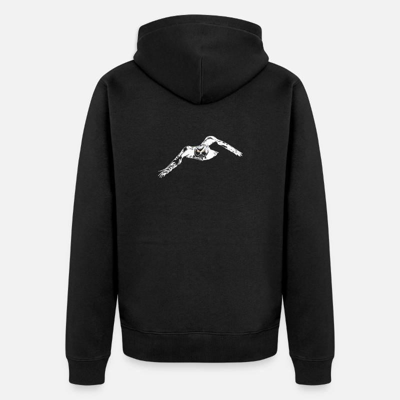 Hibou grand-duc lineart - Veste à capuche bio Premium Unisexe - noir