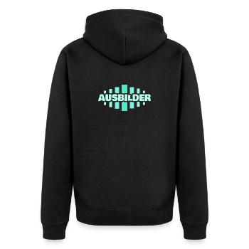 Ausbilder - Unisex Premium Bio Zip Hoodie - Schwarz - Hinten - Nico (187cm)