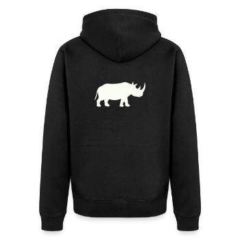 Rhino Silhouette Powerful Minimal - Unisex Premium Organic Zip Hoodie - black - Back - Nico (187cm)